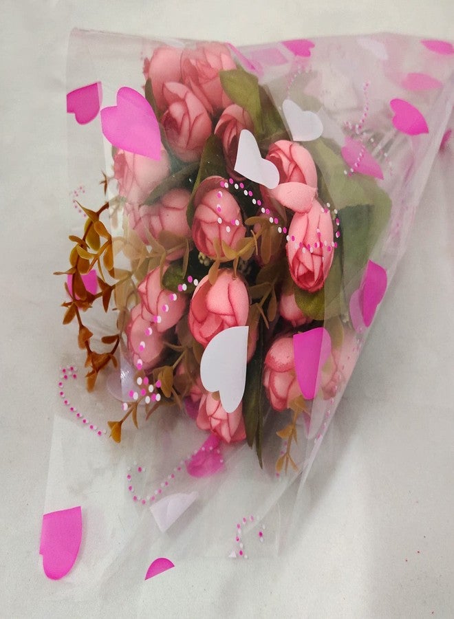 3A Featuretail 20 In x 25 In Heart Design Printed Cellophane Sheets For Gift Wrap, Baskets Hampers, Flowers Wrapping (Cellophane,Pack of 25) (Pink) - Image 4